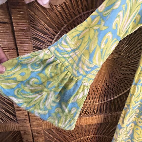 Lilly Pulitzer Floral Leaf Green and Blue Dress Size Small - Picture 4 of 5